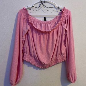 pink h&m off the shoulder top